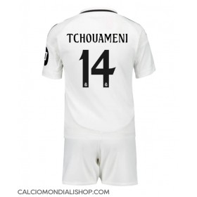 Maglie da calcio Real Madrid Aurelien Tchouameni #14 Prima Maglia Bambino 2024-25 Manica Corta (+ Pantaloni corti)